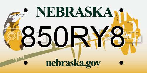 850RY8 Nebraska License Plate