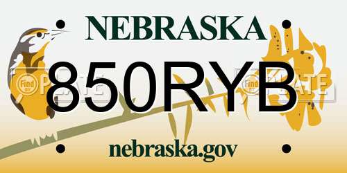 850RYB Nebraska License Plate