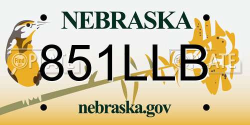 851LLB Nebraska License Plate