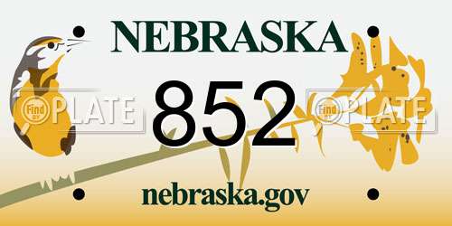 852 Nebraska License Plate