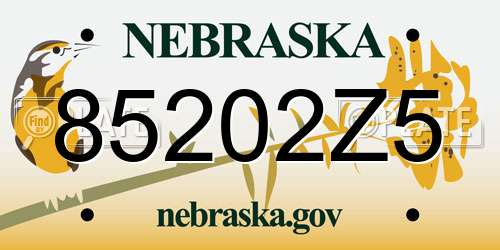 85202Z5 Nebraska License Plate