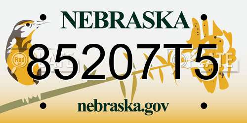 85207T5 Nebraska License Plate