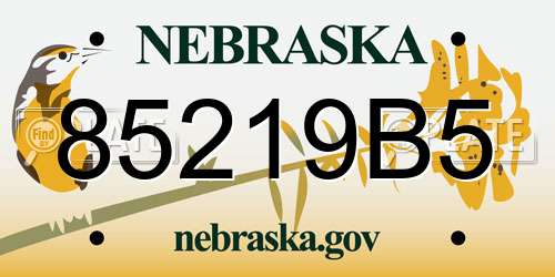 85219B5 Nebraska License Plate