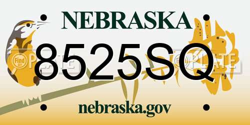 8525SQ Nebraska License Plate