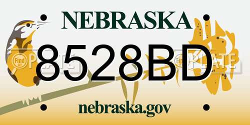 8528BD Nebraska License Plate