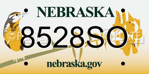 8528SO Nebraska License Plate