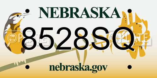 8528SQ Nebraska License Plate