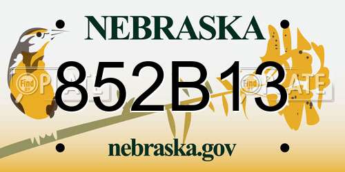 852B13 Nebraska License Plate