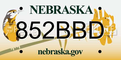 852BBD Nebraska License Plate