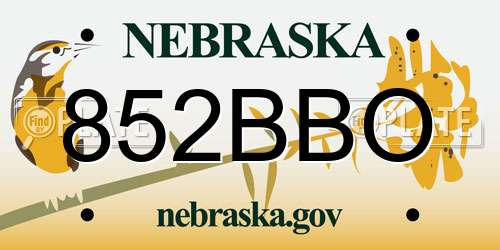 852BBO Nebraska License Plate