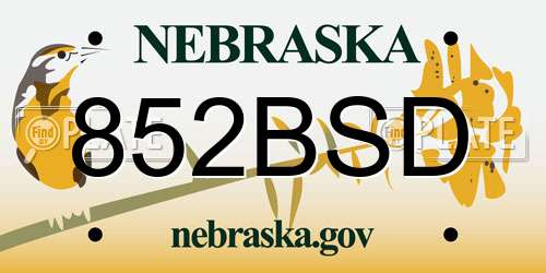 852BSD Nebraska License Plate