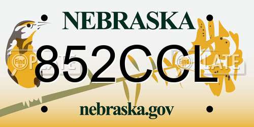 852CCL Nebraska License Plate