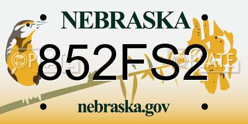852FS2 Nebraska License Plate