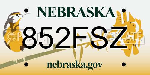 852FSZ Nebraska License Plate