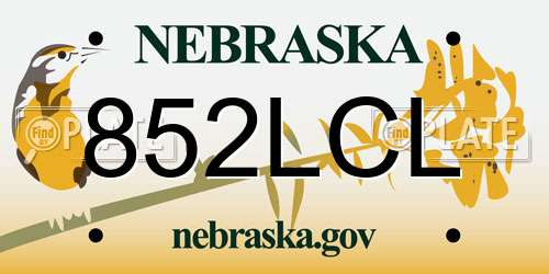 852LCL Nebraska License Plate