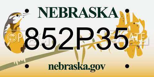 852P35 Nebraska License Plate