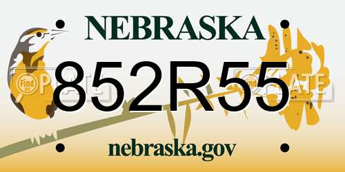 852R55 Nebraska License Plate