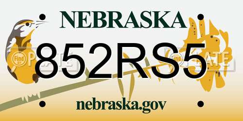 852RS5 Nebraska License Plate
