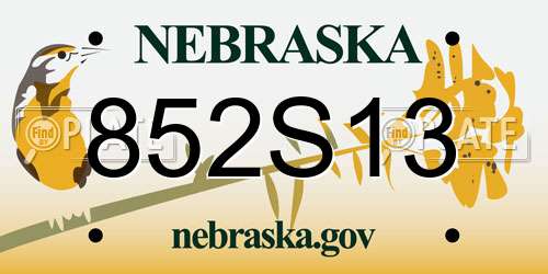 852S13 Nebraska License Plate