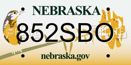 852SBO Nebraska License Plate