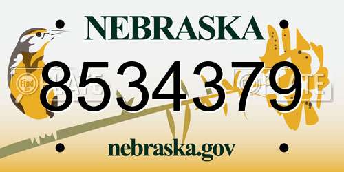 8534379 Nebraska License Plate