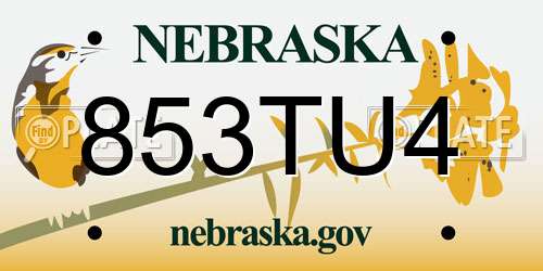 853TU4 Nebraska License Plate