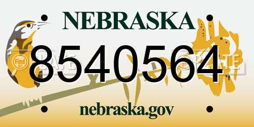8540564 Nebraska License Plate