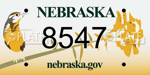 8547 Nebraska License Plate