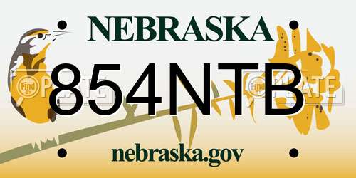 854NTB Nebraska License Plate
