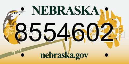 8554602 Nebraska License Plate