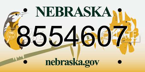 8554607 Nebraska License Plate