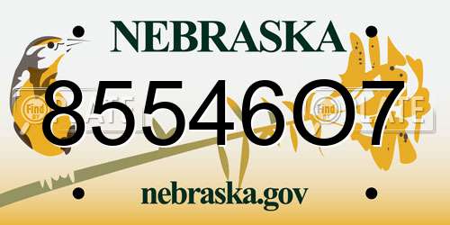 85546O7 Nebraska License Plate