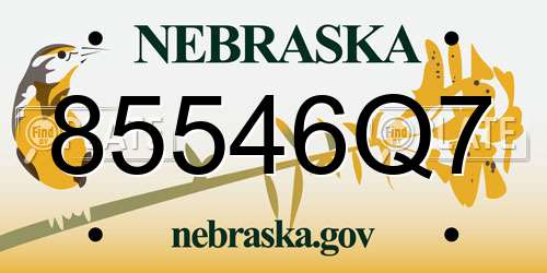 85546Q7 Nebraska License Plate