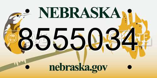 8555034 Nebraska License Plate
