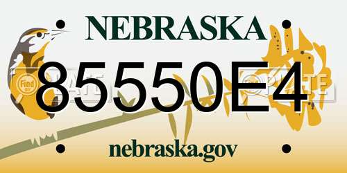 85550E4 Nebraska License Plate
