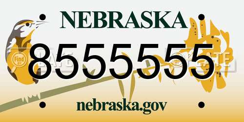 8555555 Nebraska License Plate
