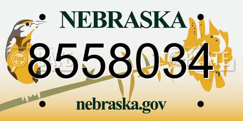 8558034 Nebraska License Plate
