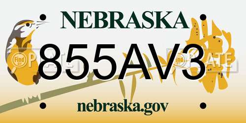 855AV3 Nebraska License Plate