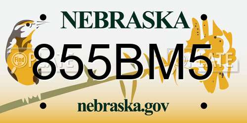 855BM5 Nebraska License Plate