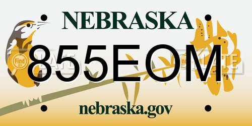 855EOM Nebraska License Plate