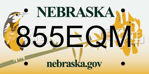 855EQM Nebraska License Plate