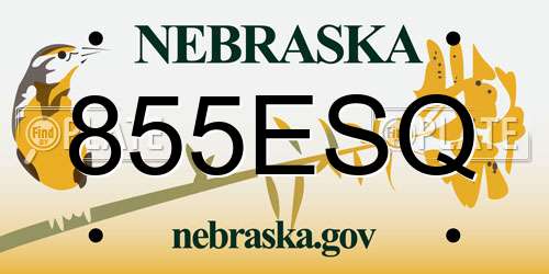 855ESQ Nebraska License Plate