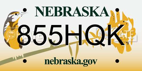 855HQK Nebraska License Plate