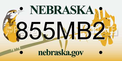 855MB2 Nebraska License Plate