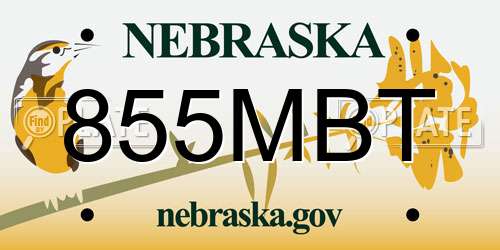 855MBT Nebraska License Plate