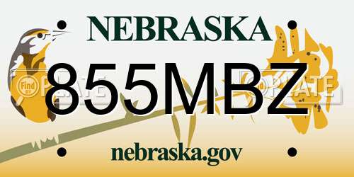 855MBZ Nebraska License Plate