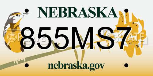 855MS7 Nebraska License Plate