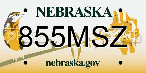 855MSZ Nebraska License Plate