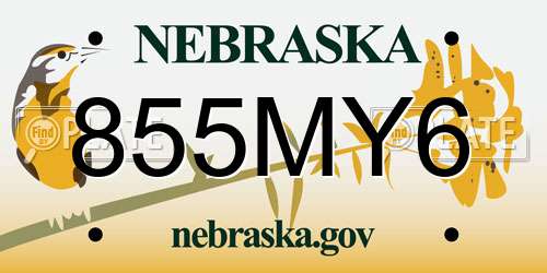 855MY6 Nebraska License Plate