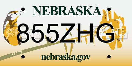 855ZHG Nebraska License Plate
